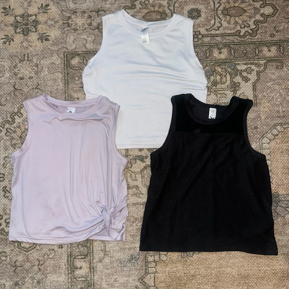 Girls Sleeveless Active-Wear Tank Top - Black, White, Light Purple